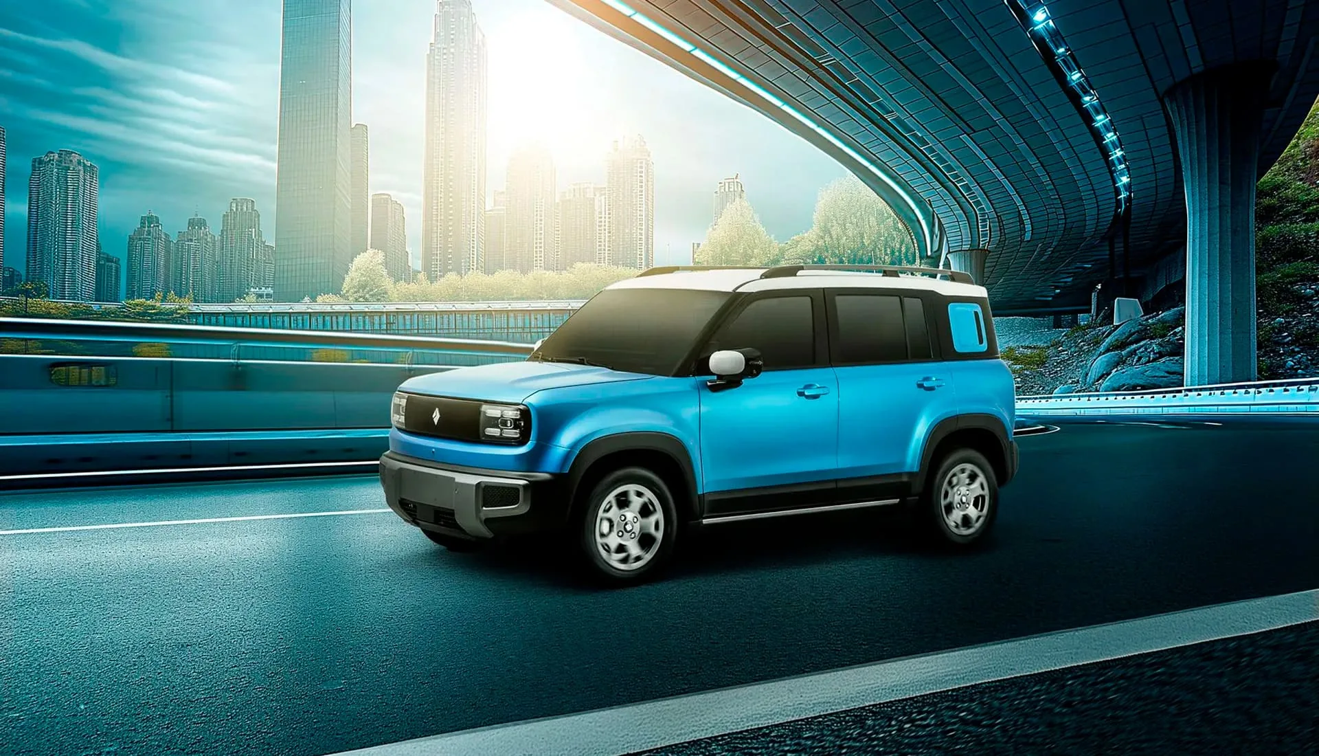 Wuling Yep Plus azul en ciudad